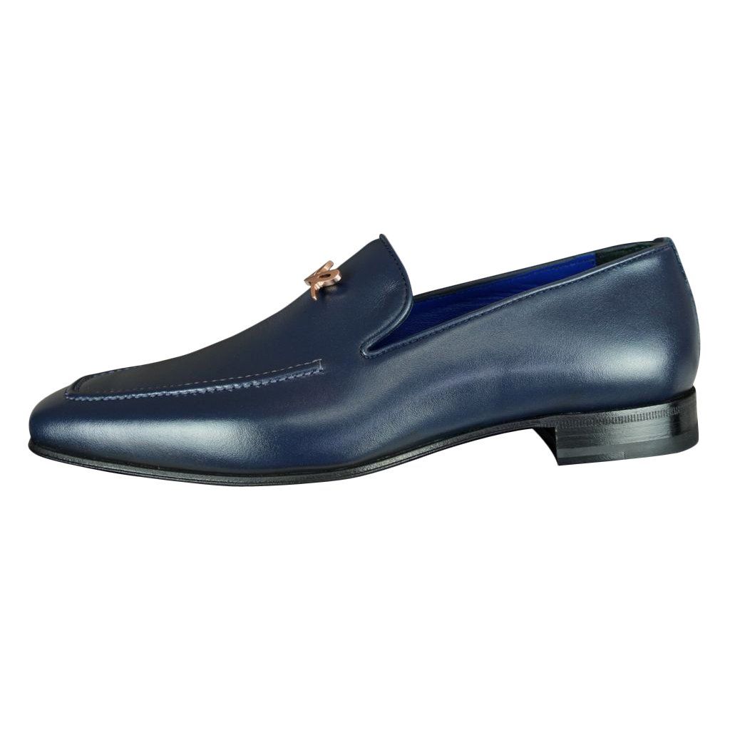 Classica Blu Mezzanotte With Rose Gold Hardware Leather Loafer-5