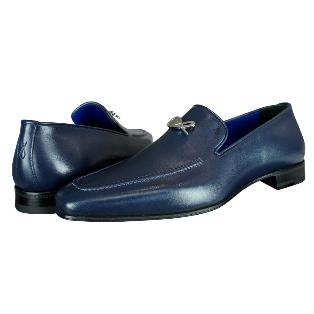 Classica Blu Mezzanotte With Silver Hardware Leather Loafer @ The Vault-4
