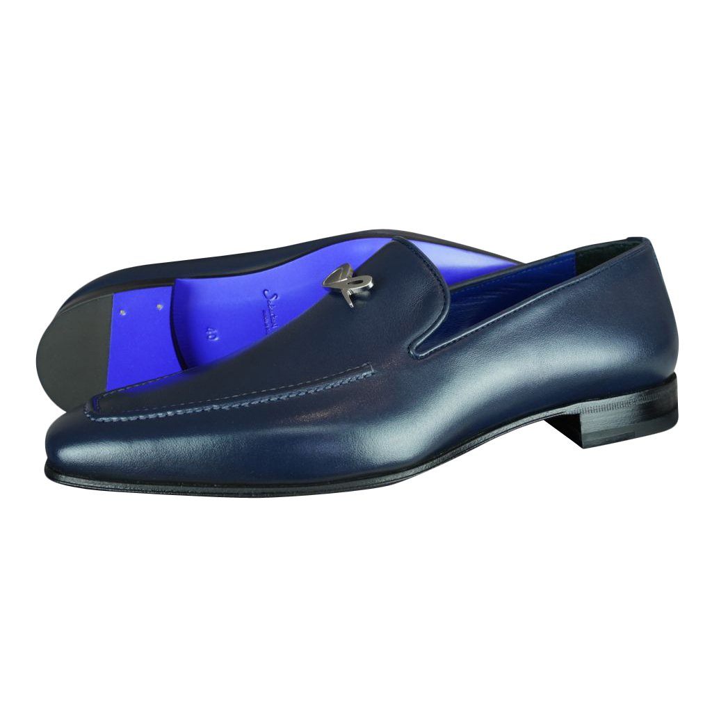 Classica Blu Mezzanotte With Silver Hardware Leather Loafer @ The Vault-2