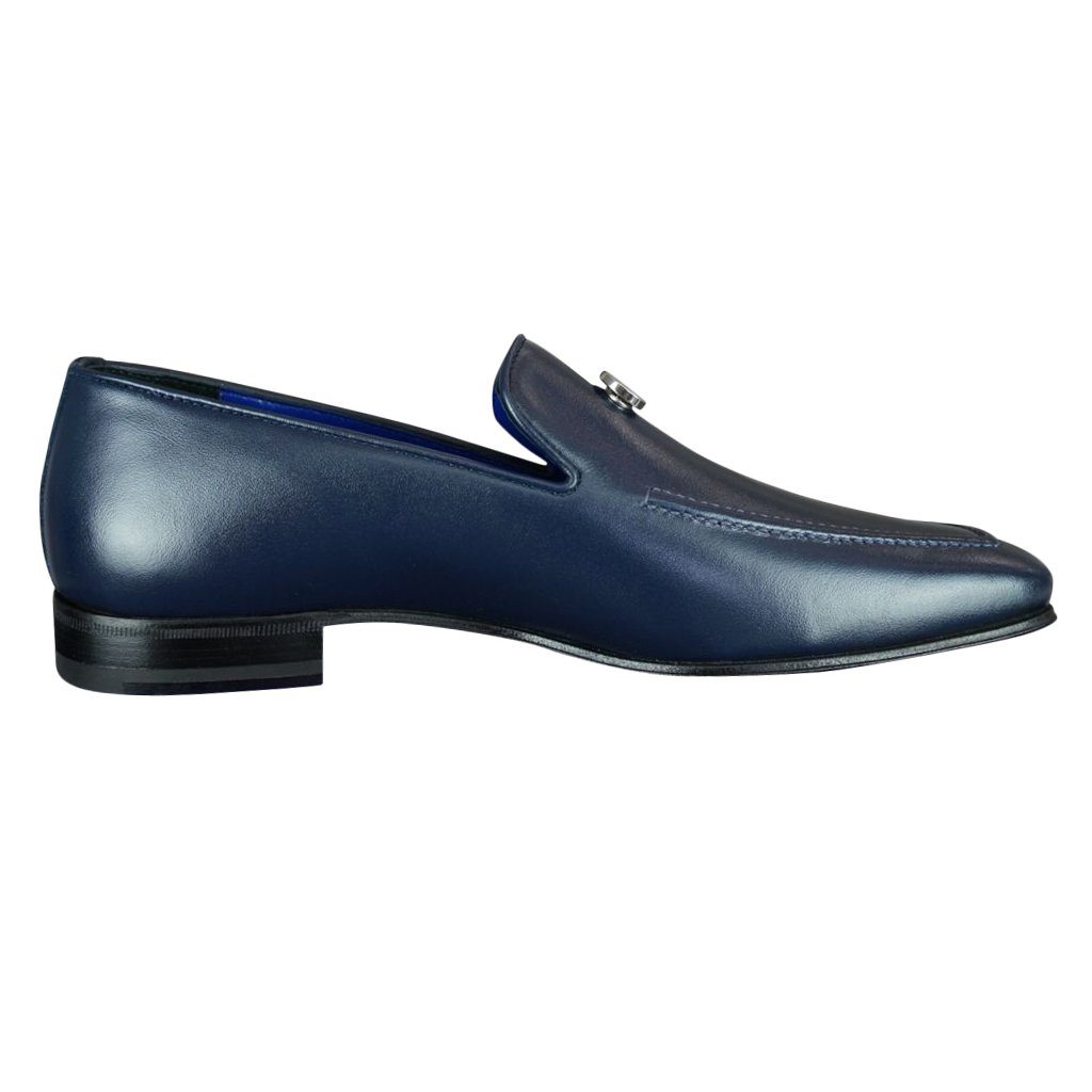 Classica Blu Mezzanotte With Silver Hardware Leather Loafer-7