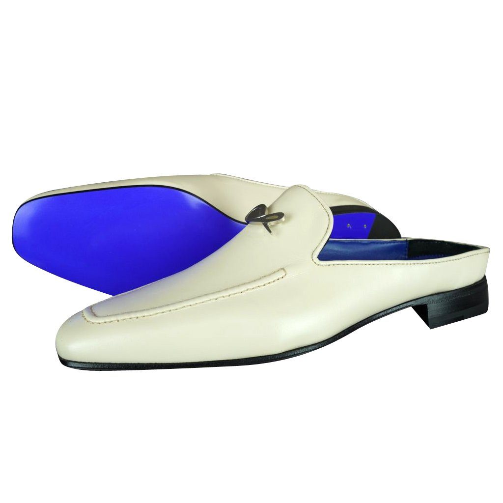 Classica Mascarpone With Silver Hardware Leather Slippers-1
