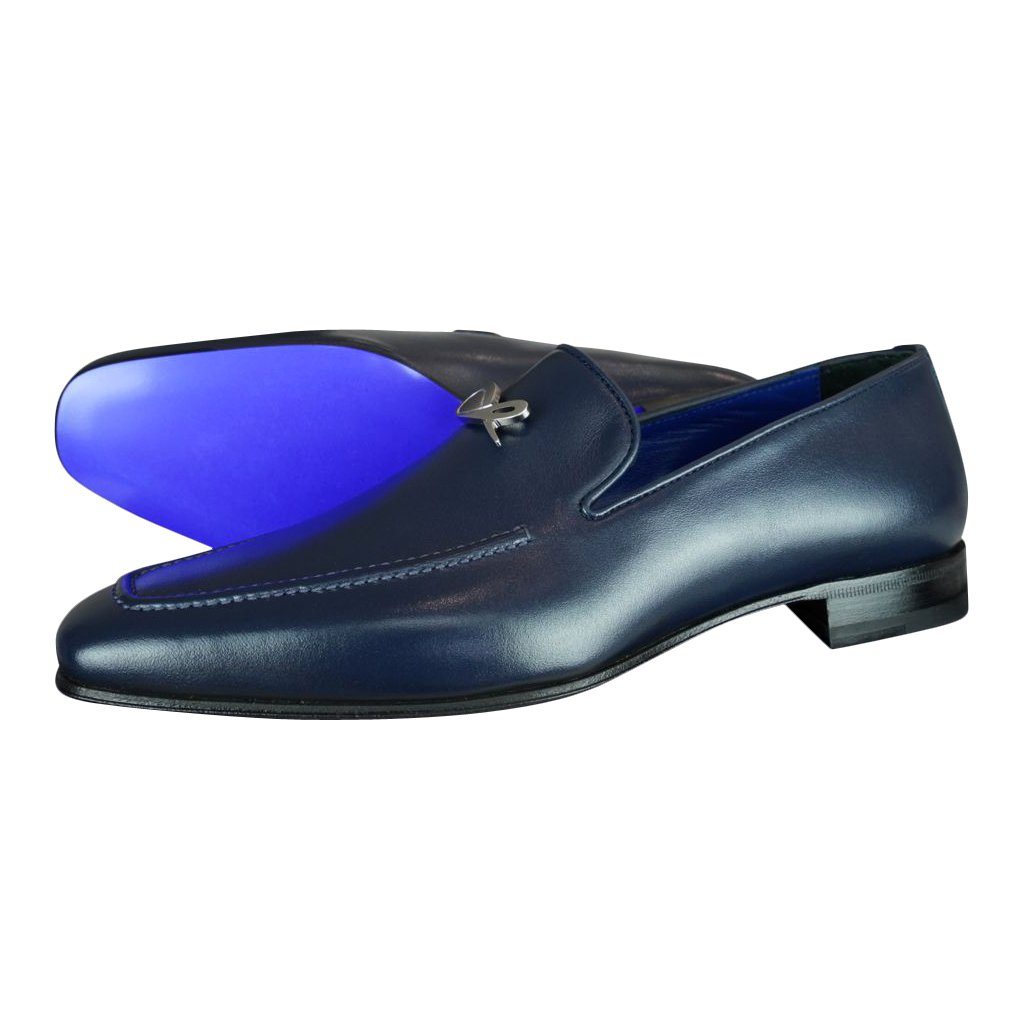 Classica Blu Mezzanotte With Silver Hardware Leather Loafer @ The Vault-1