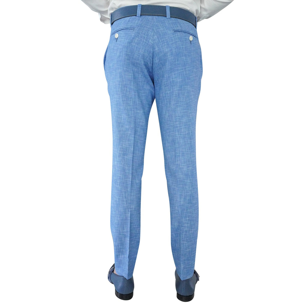 French Blu Lino Tweed Trousers-4