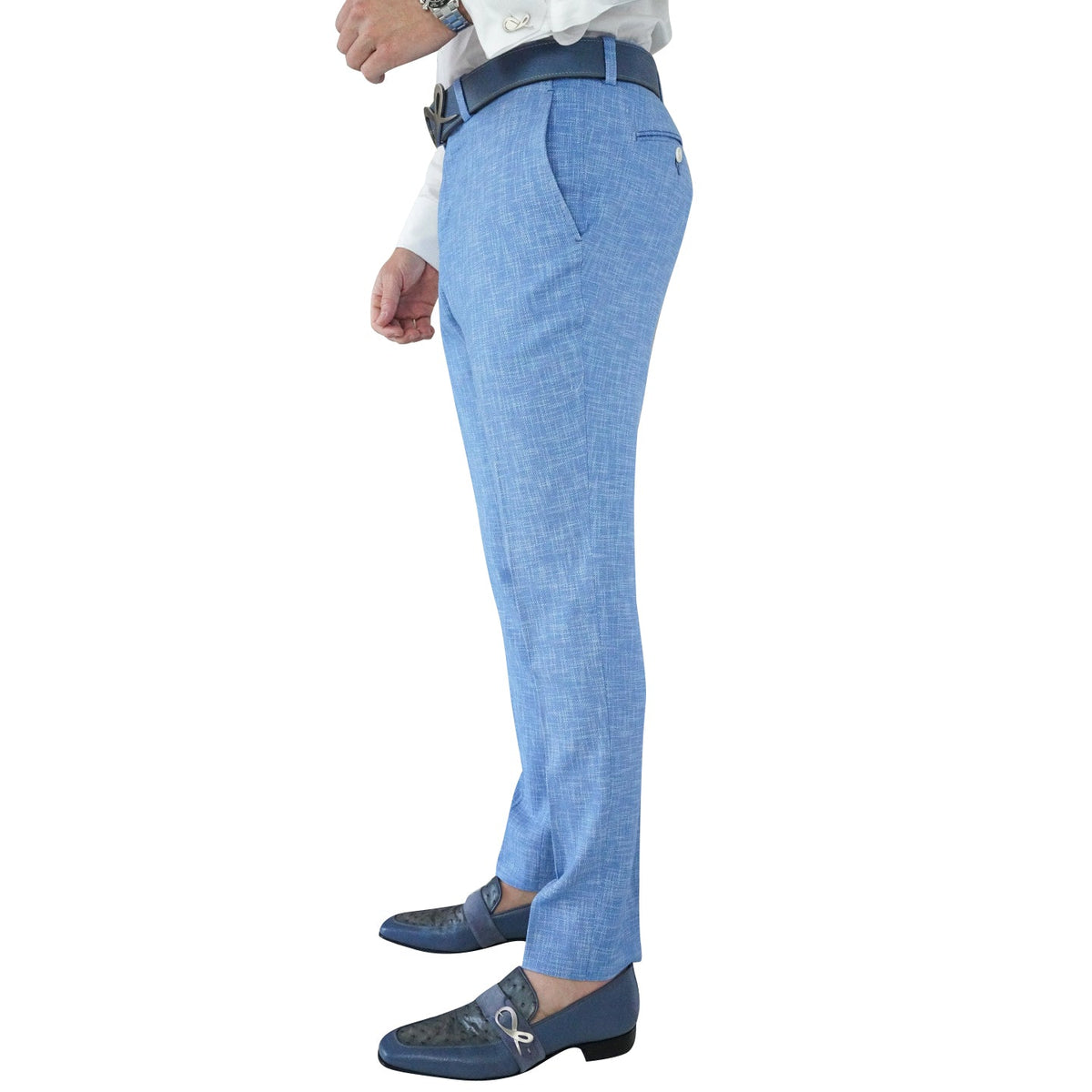 French Blu Lino Tweed Trousers @ The Vault-3
