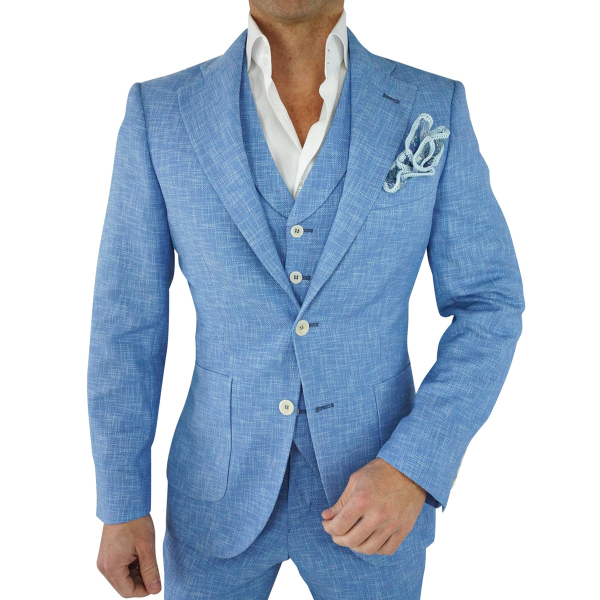 French Blu Lino Tweed Jacket