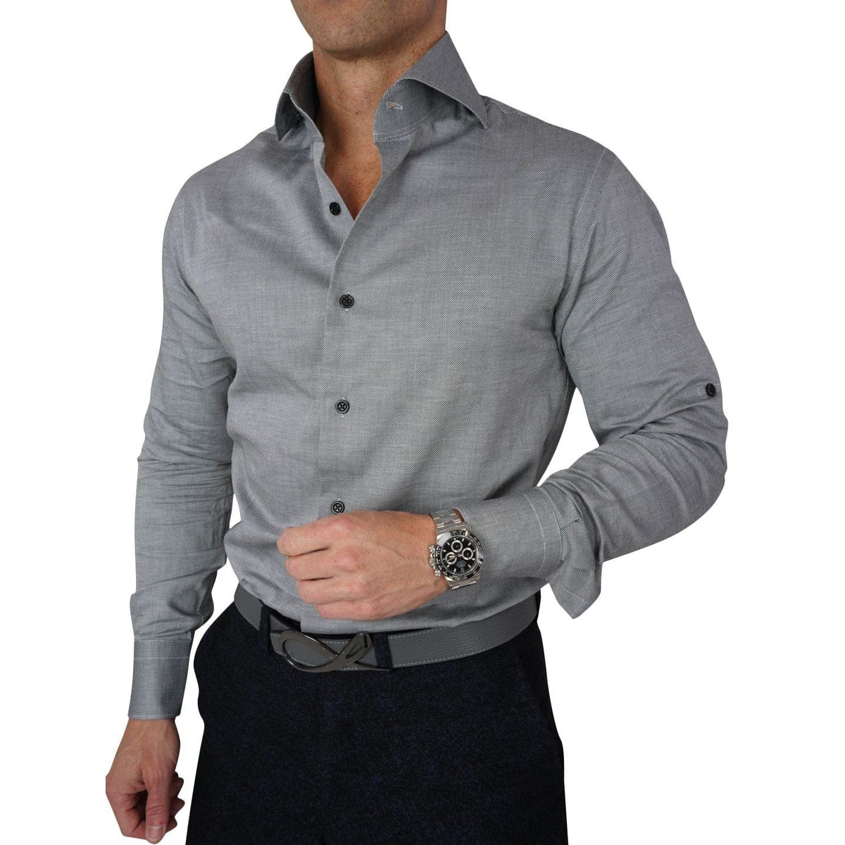 Grey Birdseye Dress Shirt