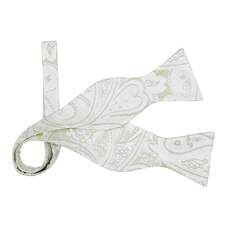 Venetian Paisley In White Oro Classic Butterfly Bow Tie-1