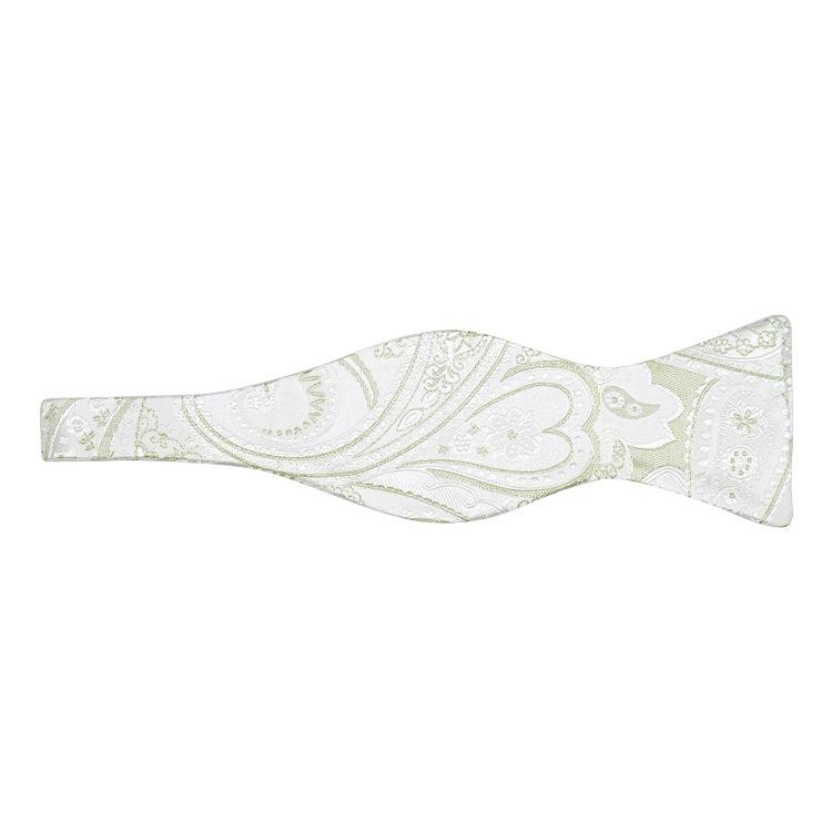Venetian Paisley In White Oro Classic Butterfly Bow Tie-2