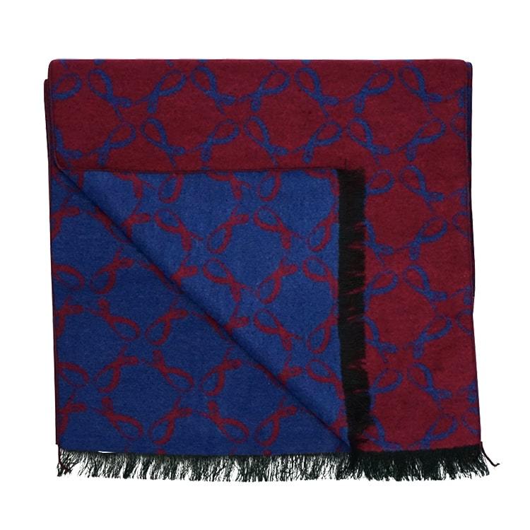 Signature Brushed Silk Scarf In Navy Sangria-1