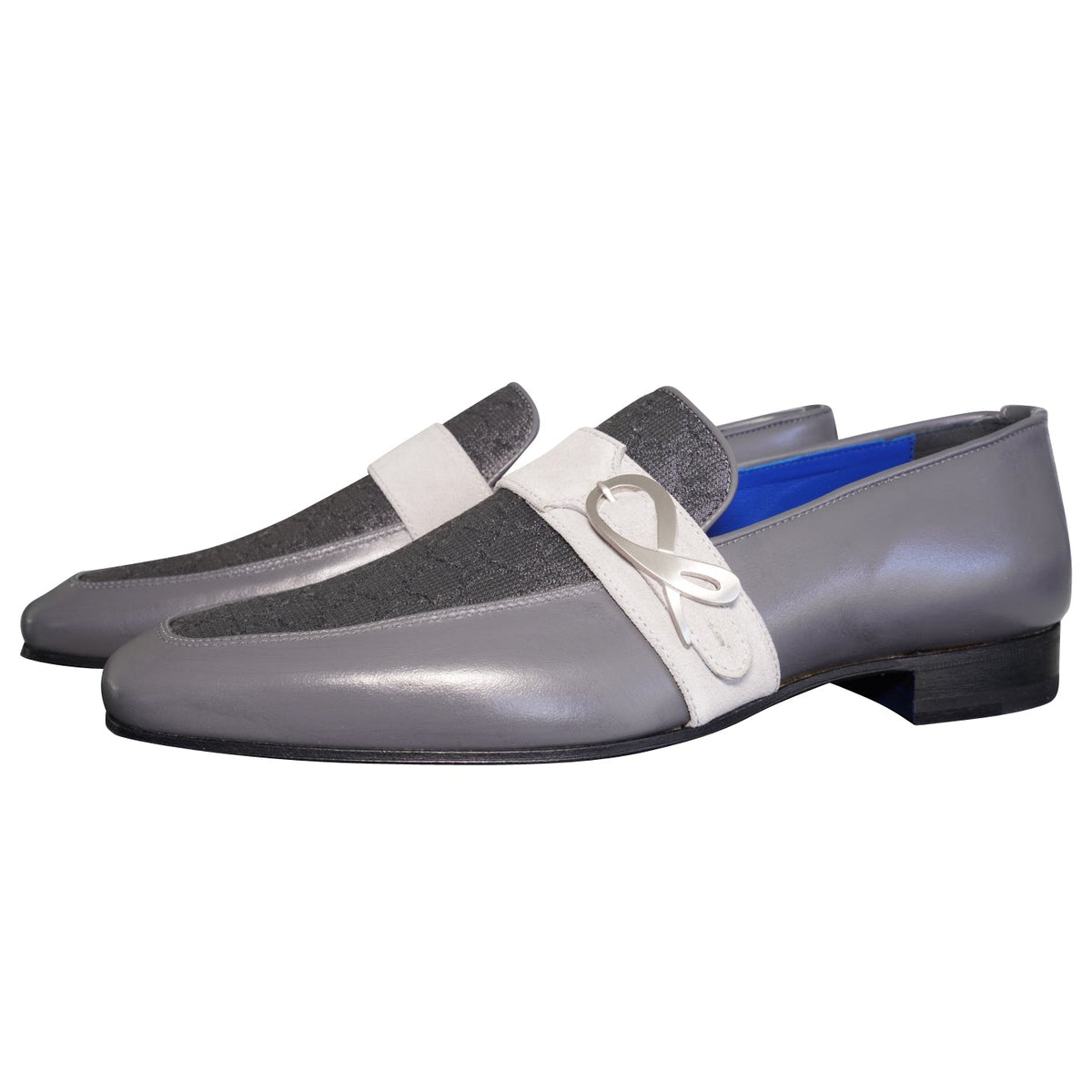 Grigio Logo Monk Strap Loafer With Silver Buckle-3
