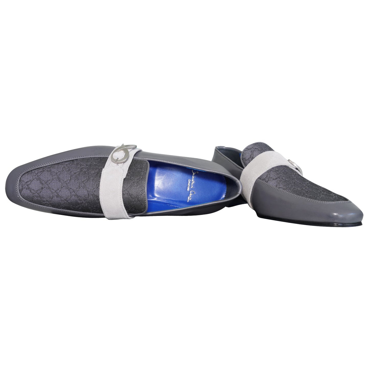 Grigio Logo Monk Strap Loafer With Silver Buckle-8
