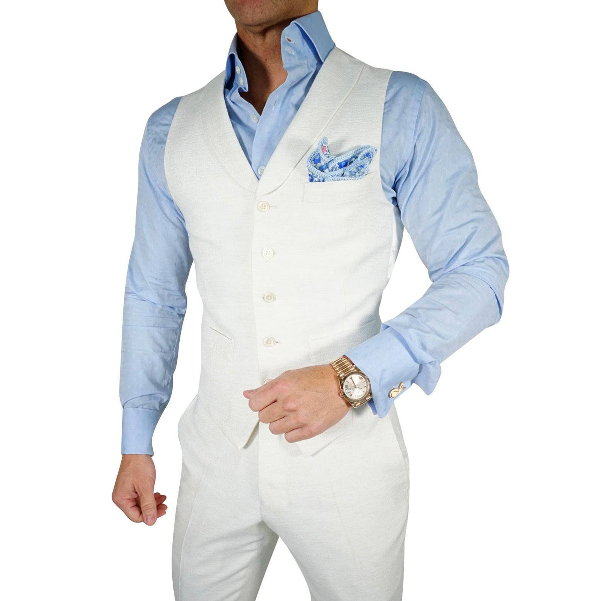 Latte Lino Tweed Ciottoli Waistcoat @ The Vault-1