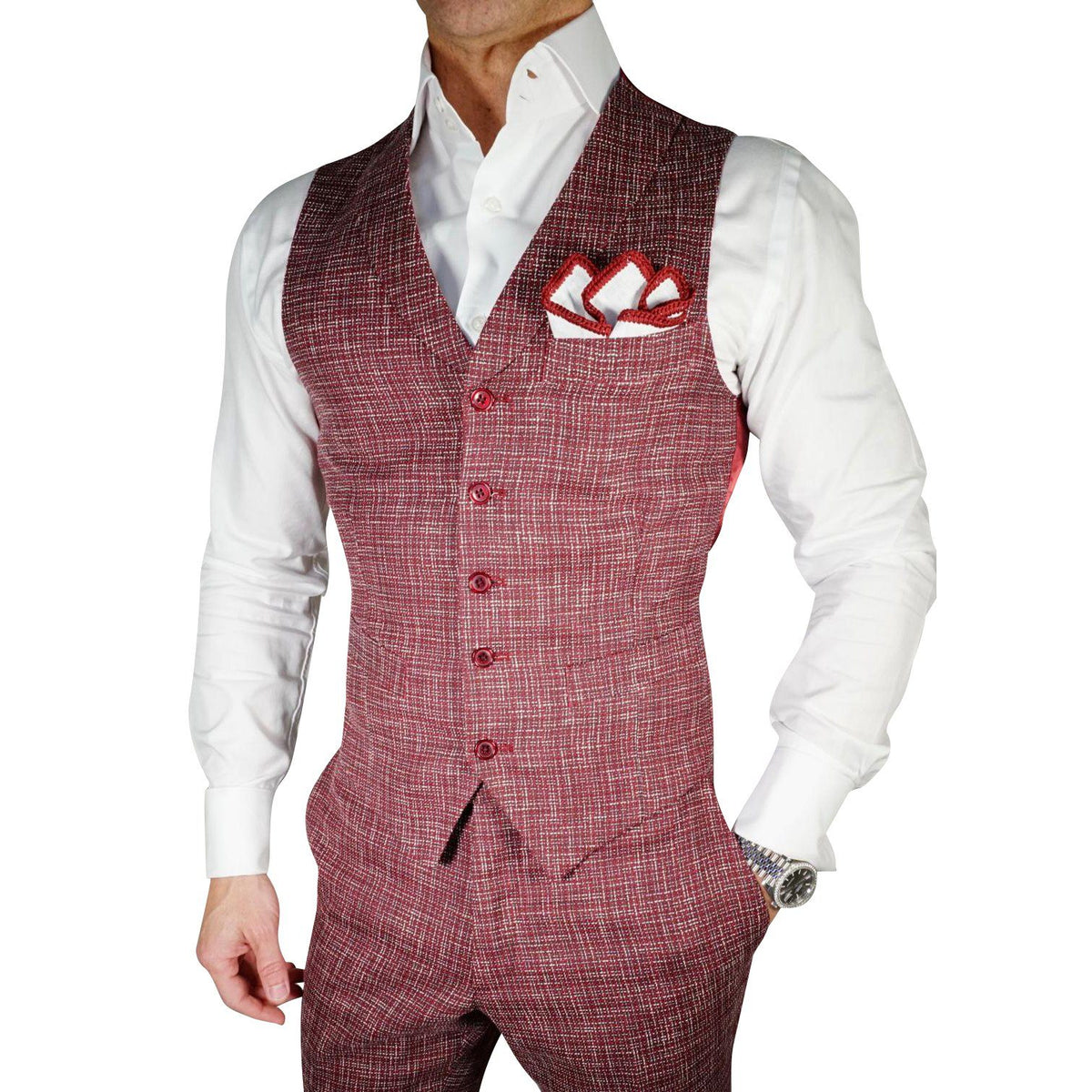 Burgundy Canestro Ciottoli Waistcoat @ The Vault