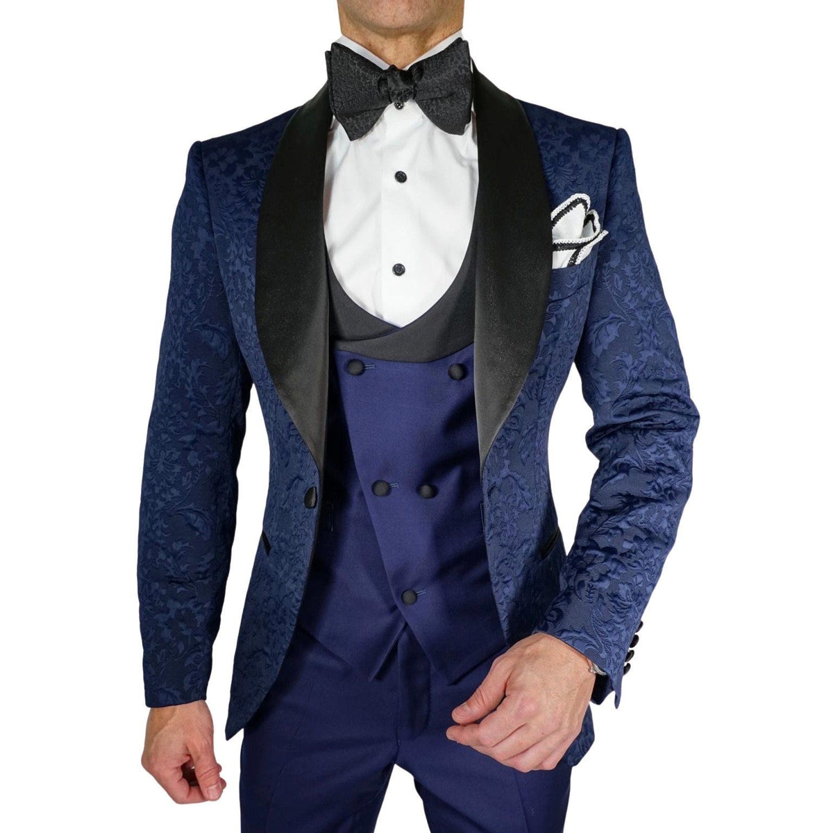 Navy Blue & Black Fiore Dinner Jacket