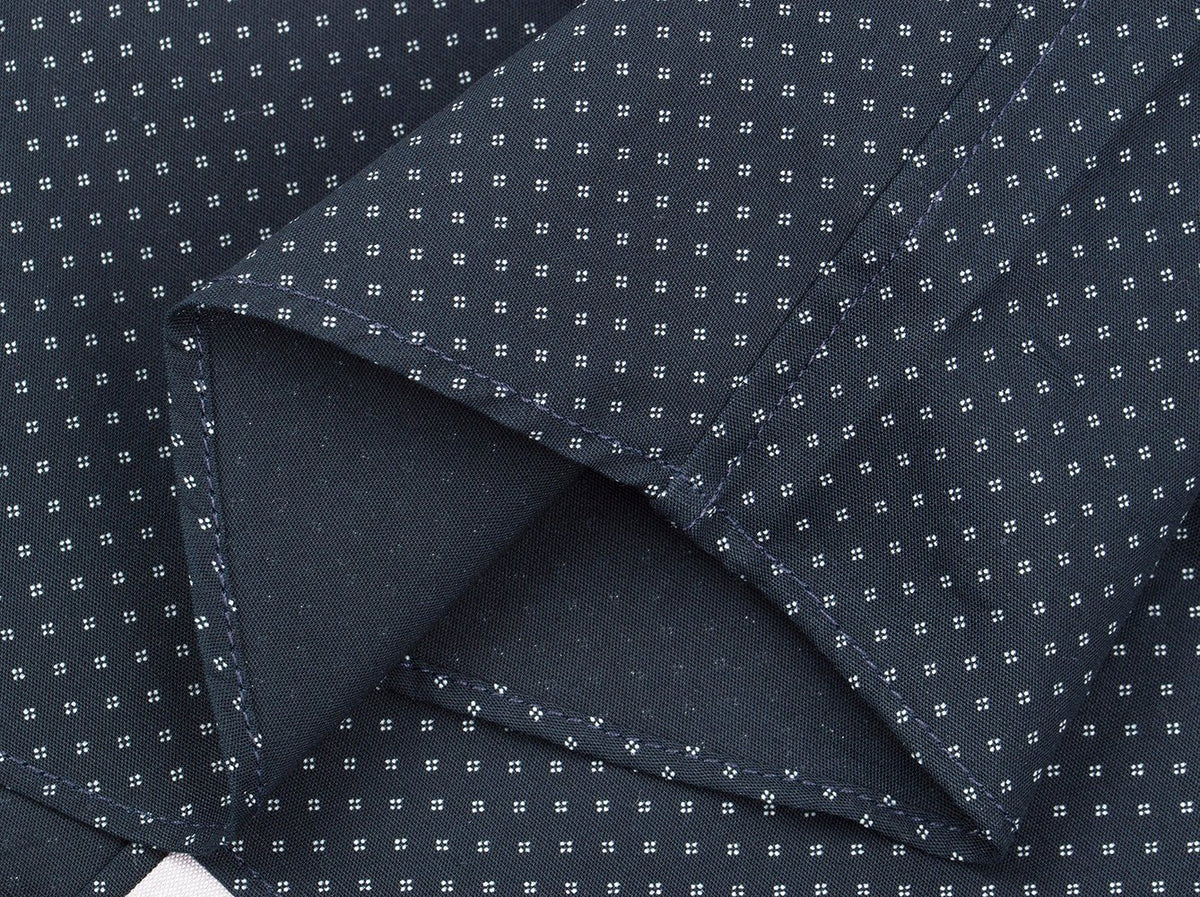 Navy Diamond Pindot Short Sleeve Shirt-4