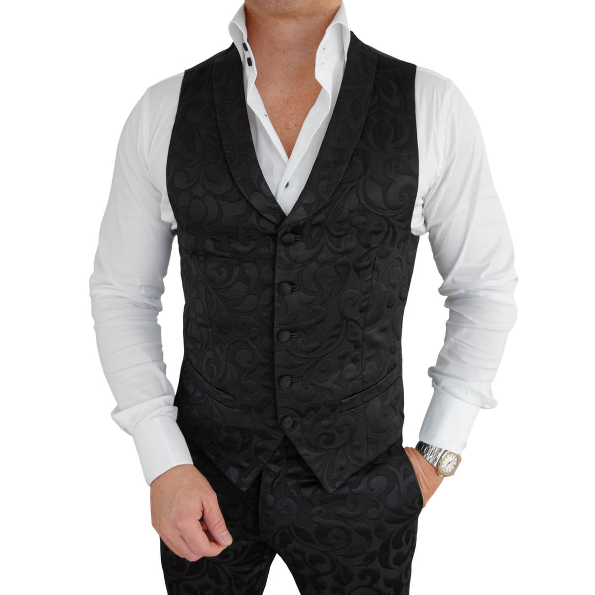 Black Paisley Ciottoli Waistcoat
