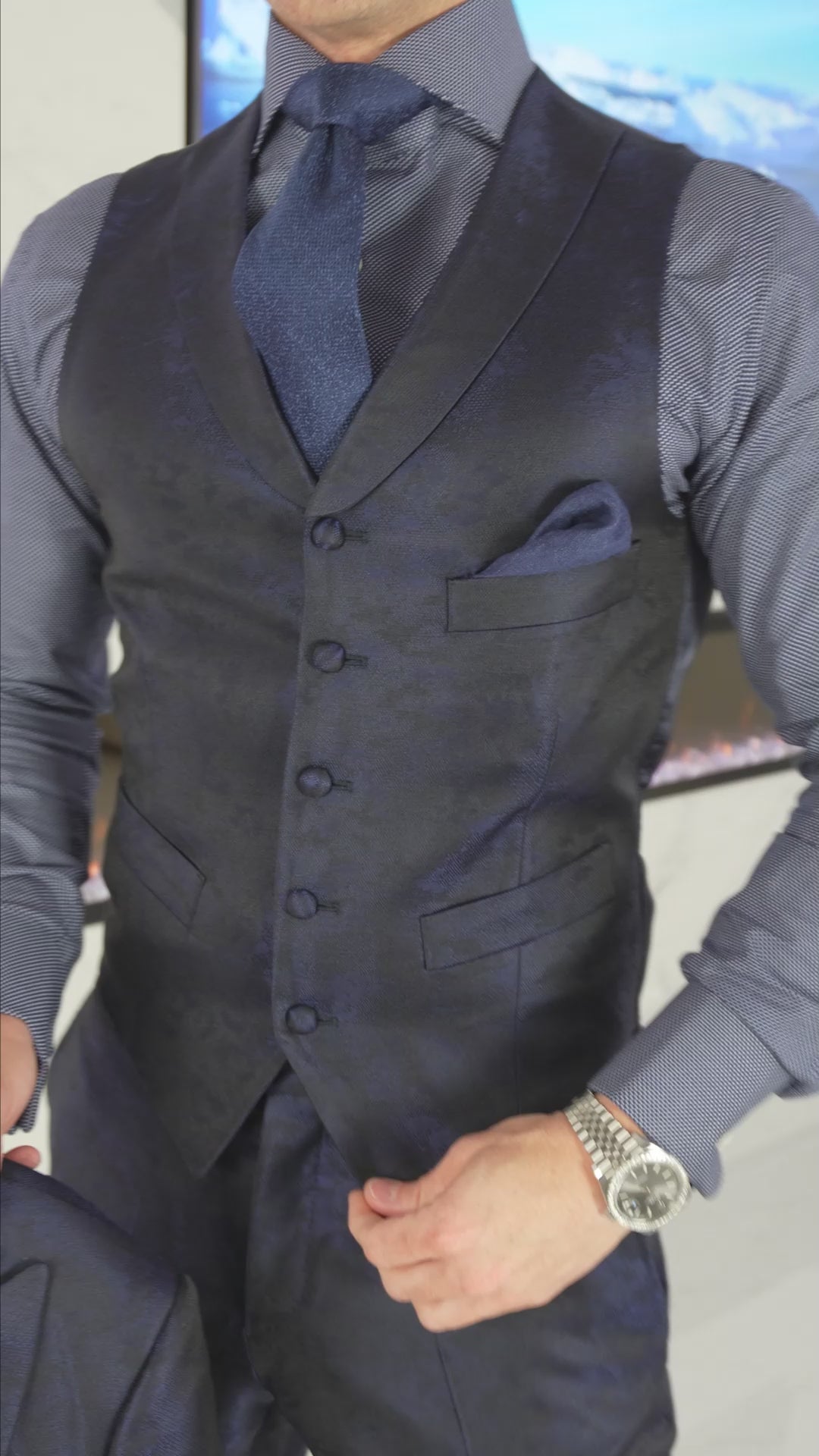 Navy Brillo Ciottoli Waistcoat-2
