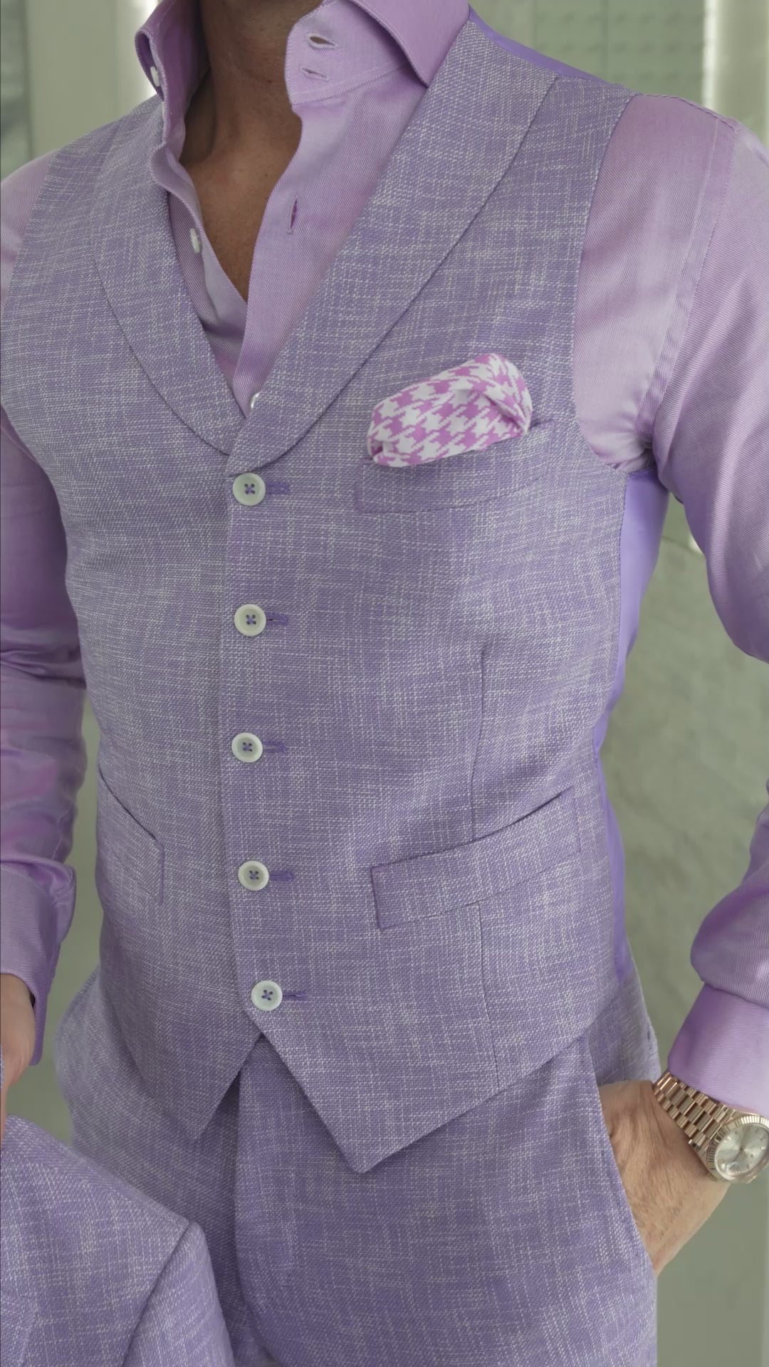 Lavender Lino Tweed Ciottoli Waistcoat  @ The Vault