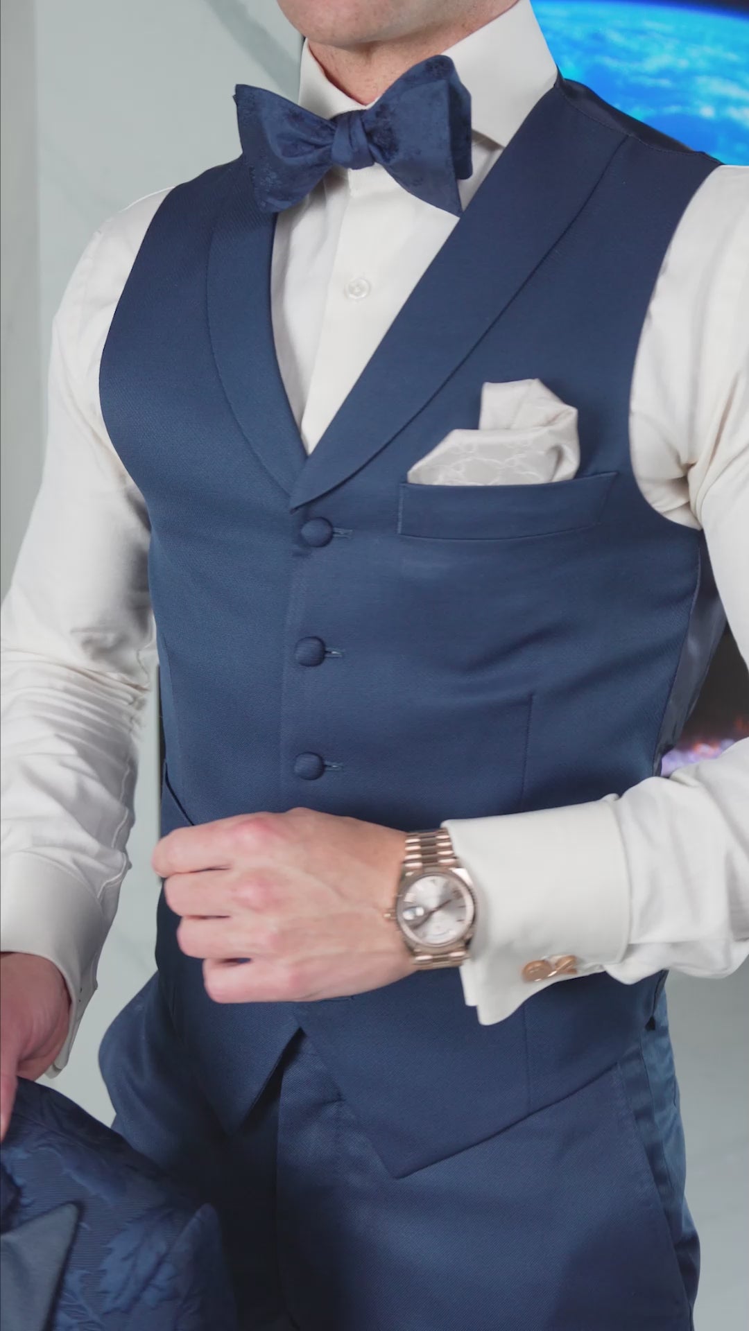 Navy Blue Lucentezza Ciottoli Waistcoat-2