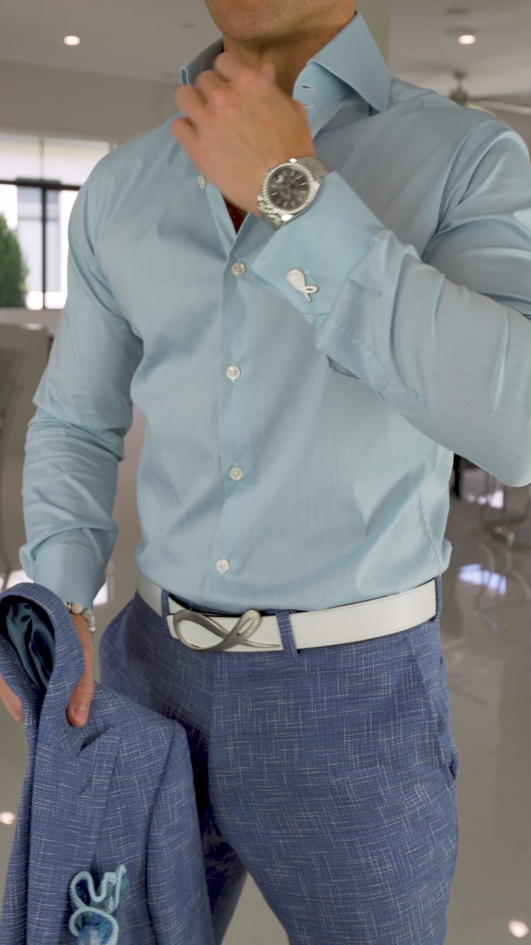 Azure Denim Canestro Ciottoli Waistcoat @ The Vault-2