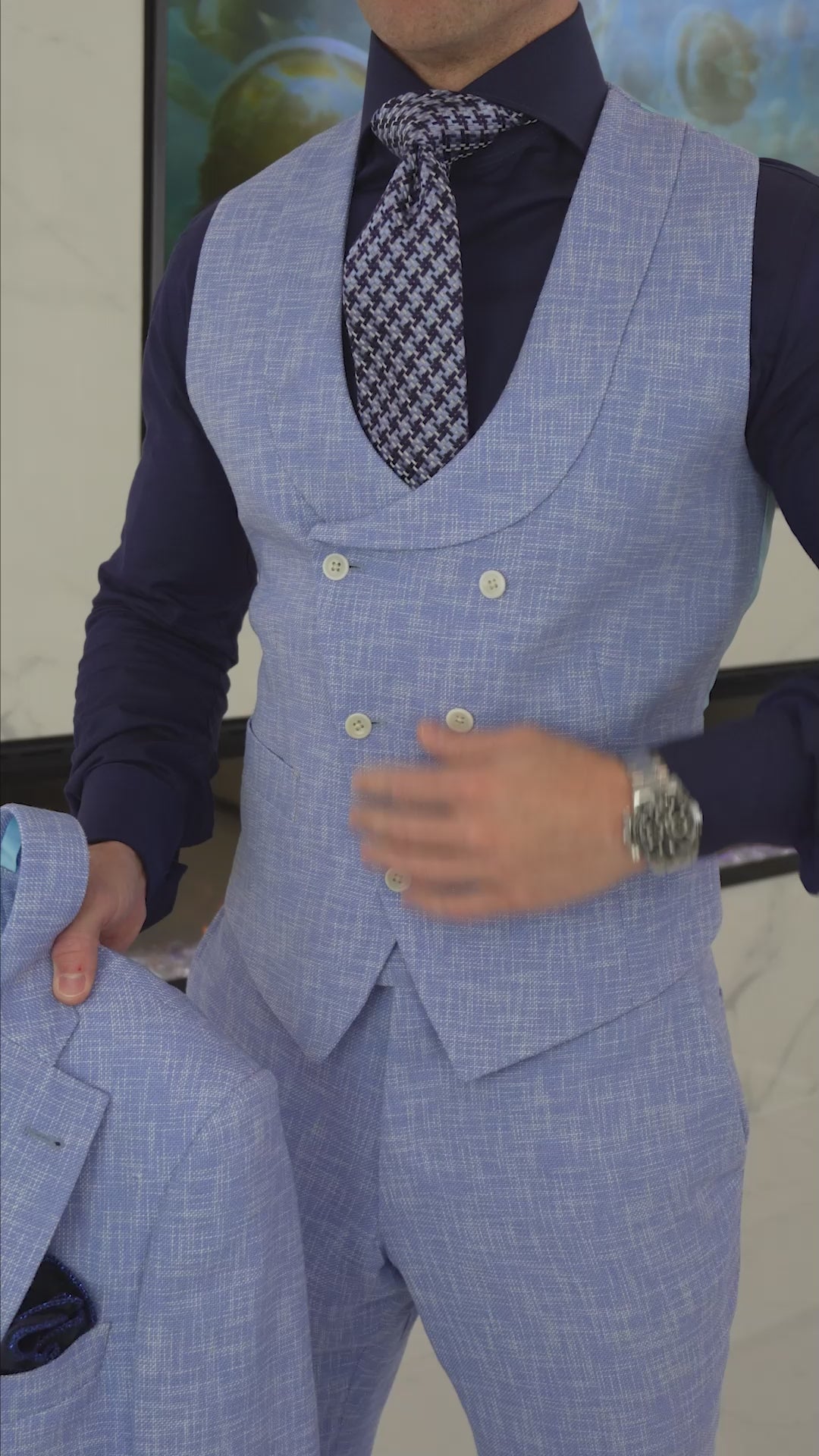 Lilac Blu Lino Tweed Trousers @ The Vault