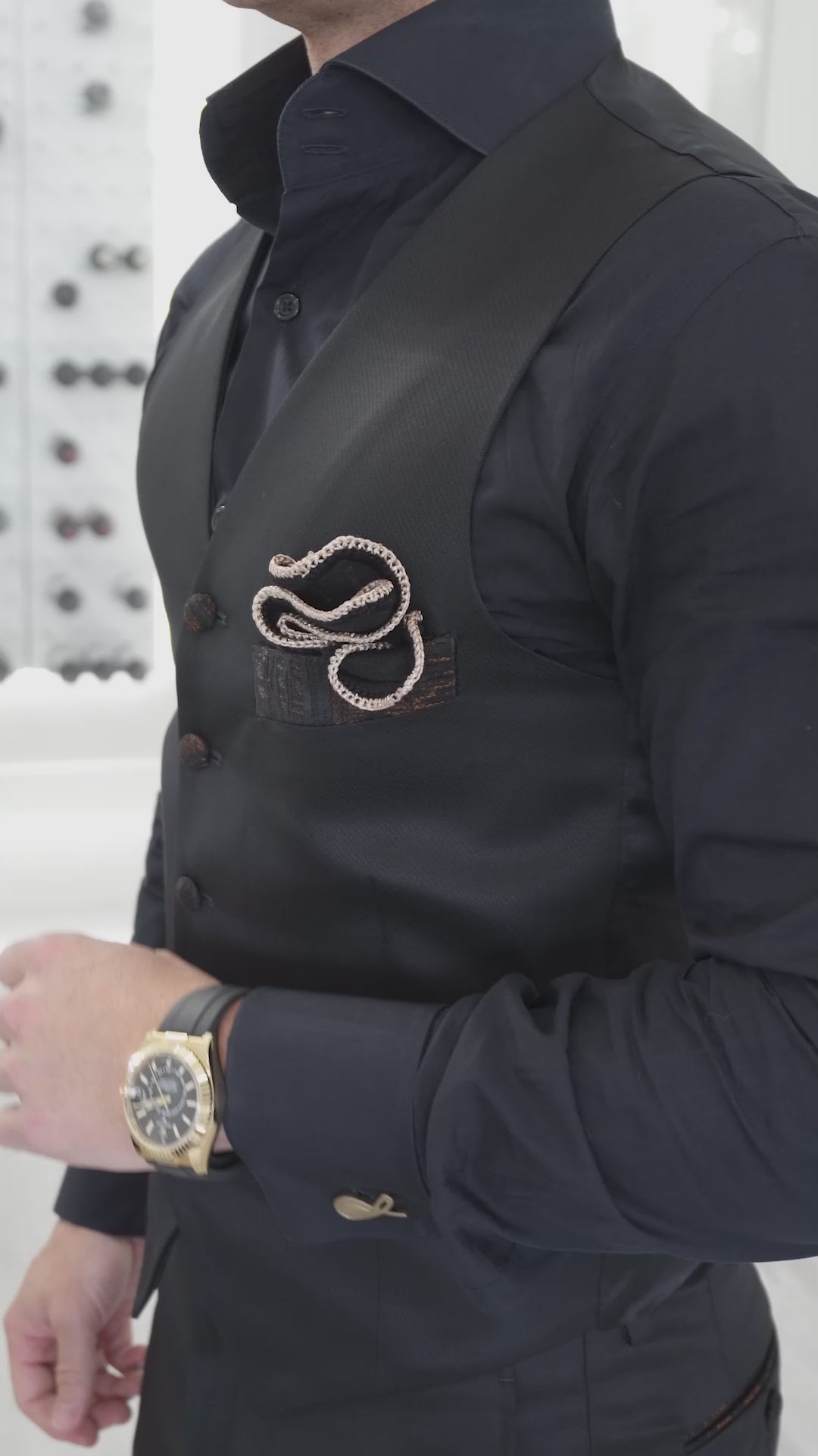 Black Bronze Astrato Naked Ciottoli Waistcoat @ The Vault