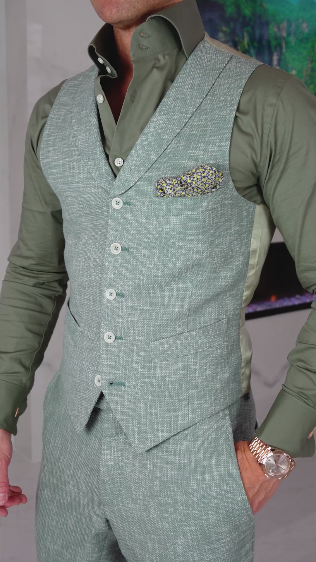 Mint Green Lino Tweed Trousers @ The Vault-2
