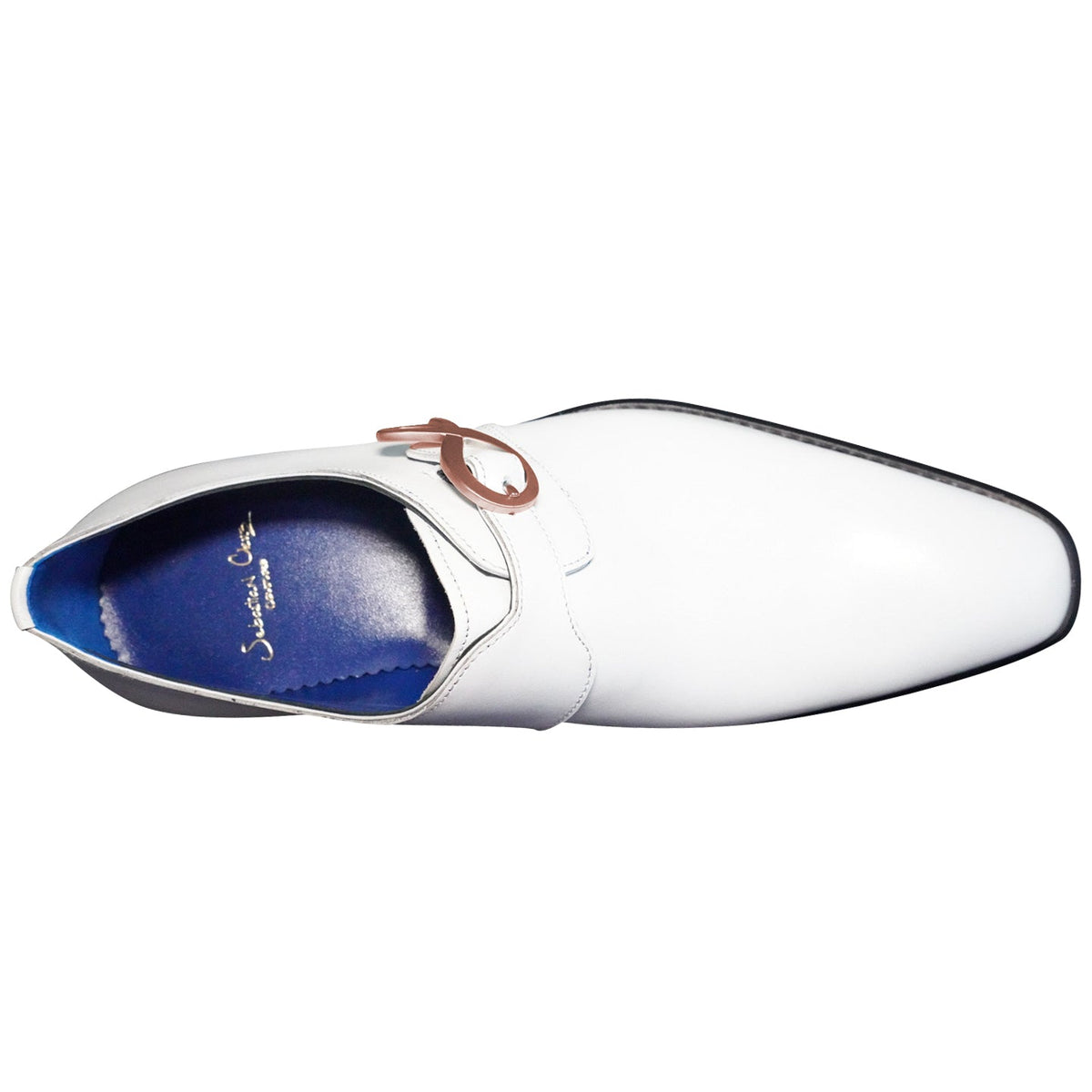 Bianco With Rose Gold Hardware Monk Strap-6